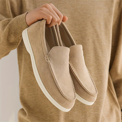 Men'S Slip-On Loafers - Lightweight Summer Shoes, Beige/Brown Formal & Casual Shoes, Easy Slip-On Closure, Synthetic Upper & Sole for Office, Vacation, Everyday - Minimalist British Style Dress Shoes, Office Footwear, Sleek D