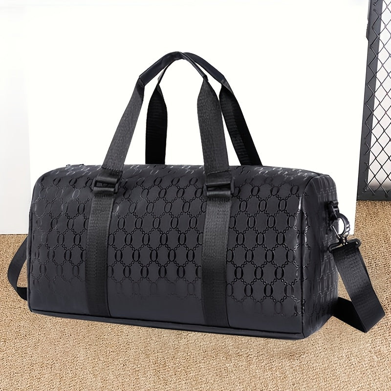 Stylish Black Briefcase Travel Bag - Large Capacity Durable Polyester Handbag with Adjustable Shoulder Strap & Zipper Closure, Sleek Minimalist Design for Work, Travel, Commute
