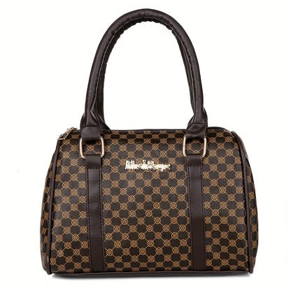 Fashion 6pcs Women's handbag set, geometric pattern, urban theme, zipper closure, polyester lining, edge paint.