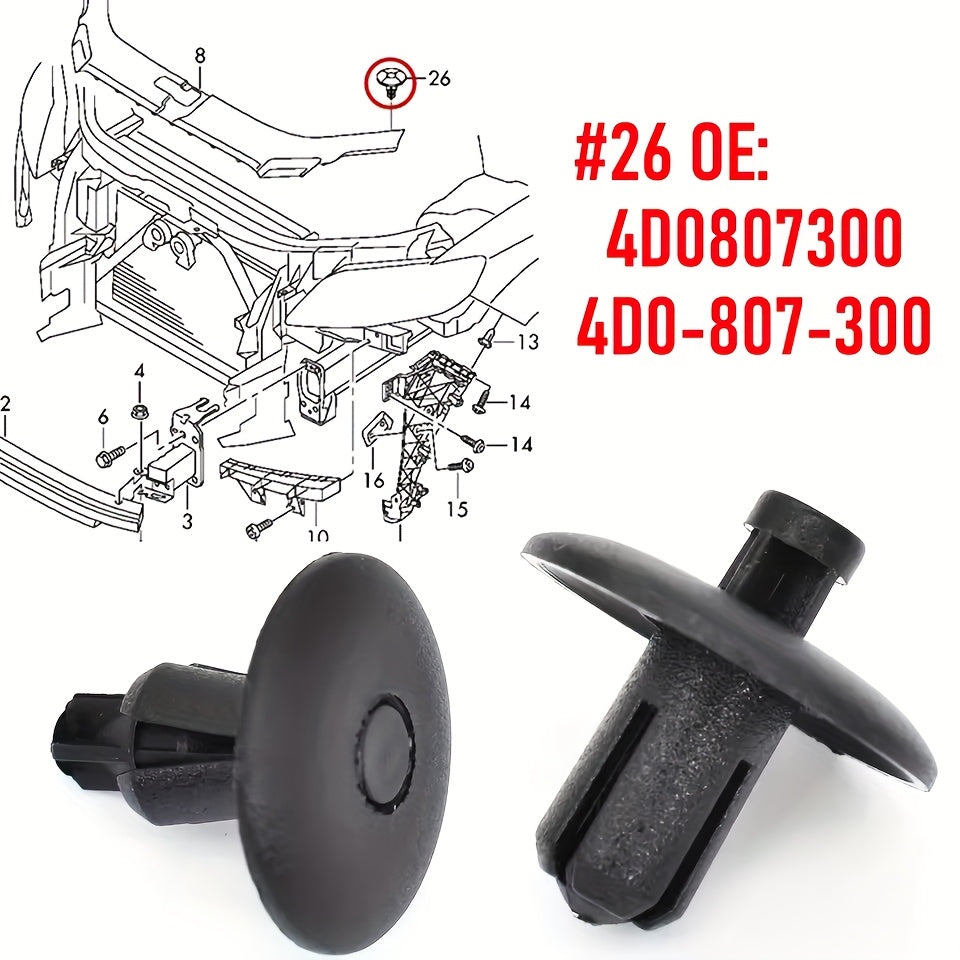 10pcs Car cover plate fixing clips for AUDI A2 A4 A5 A8 Q3 Q5 S4 S5 S8 TT TTS for VOLKSWAGEN CR7 4D0807300 Body clips Accessories