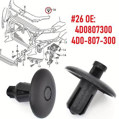 10pcs Car cover plate fixing clips for AUDI A2 A4 A5 A8 Q3 Q5 S4 S5 S8 TT TTS for VOLKSWAGEN CR7 4D0807300 Body clips Accessories