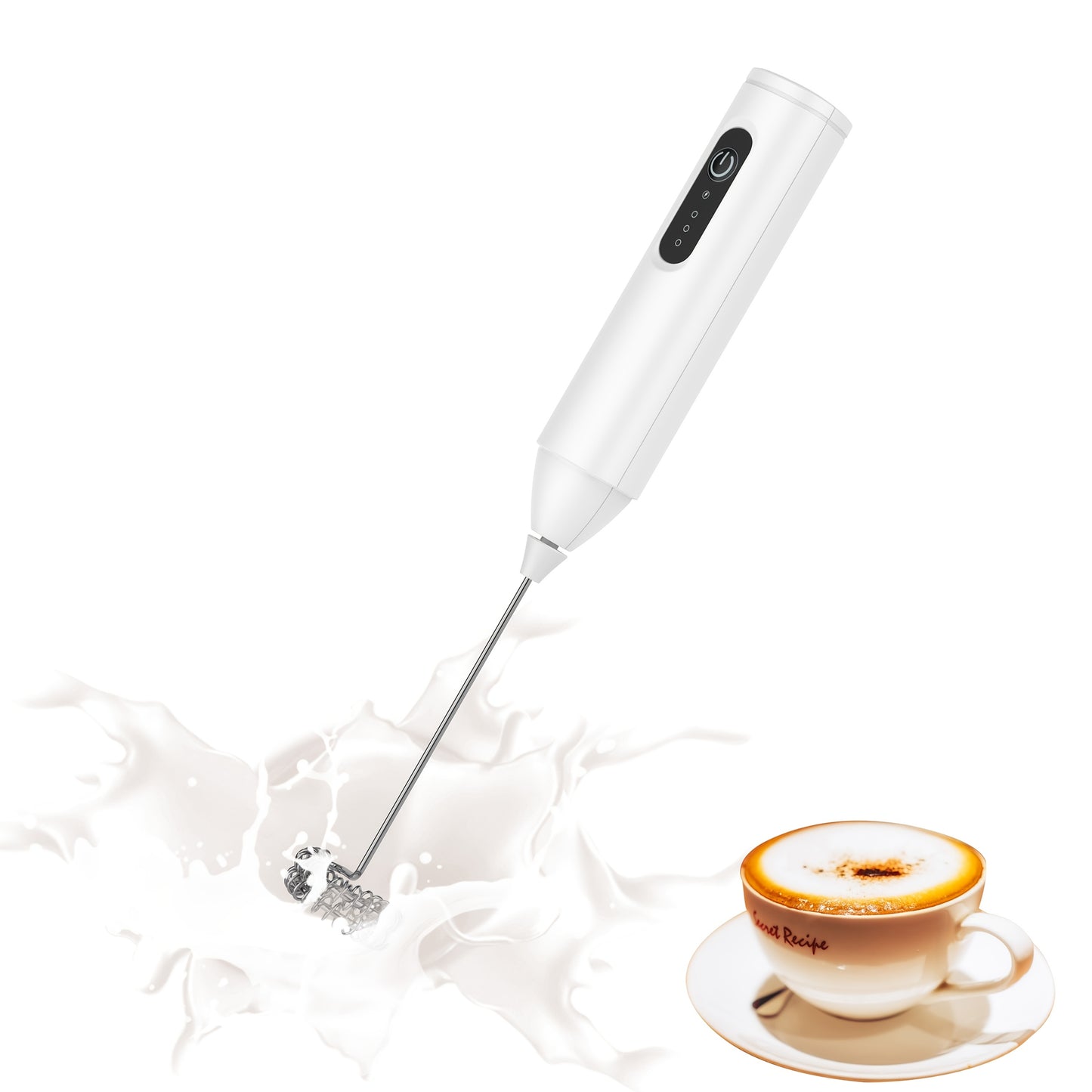 Electric Milk Frother Handheld USB Rechargeable Coffee Frother with Stainless Whisks, 3 Speed Adjustable Foam Maker for Coffee, Latte, Cappuccino, Hot Chocolate, Matcha, Egg