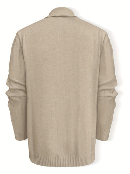 Men's Casual Sport Knit Cardigan, Fashionable Knitted Sweater | Long Sleeve Autumn and Winter Thickened Warmth, Cable Knitting Technique, Buttoned Cardigan, Regular Fit Casual Style for Fall and Winter