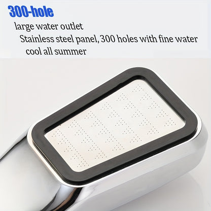 1pc TATUKIKO Heavy-Duty Shower Head with 300 Nozzles - Powerful Shower Spray, Quick Stop Button, Tool-Free Installation - ABS Construction for Bathroom, Spa, or Commercial Use