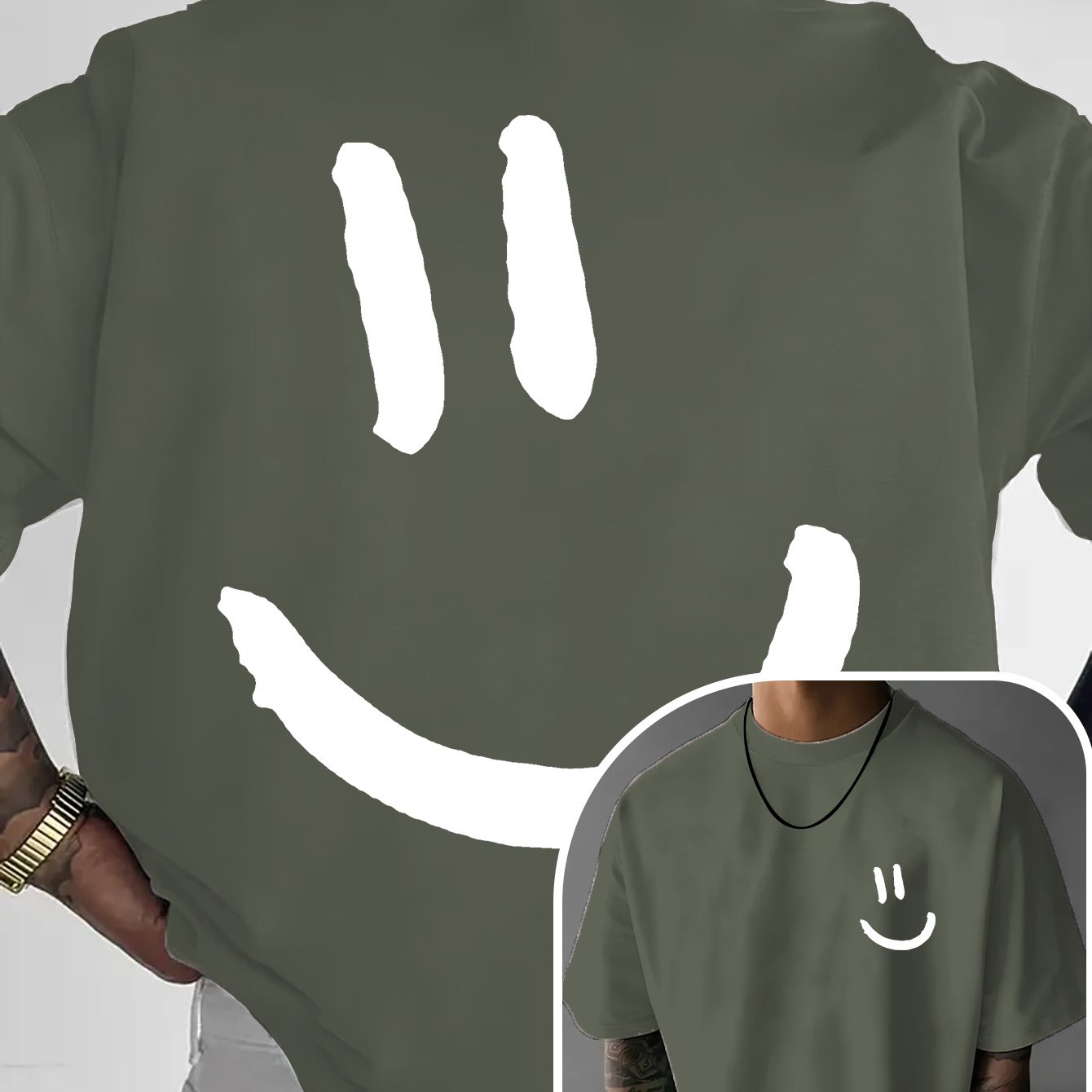 Men'S Casual Crew Neck T-Shirt with Happy Face Print | Comfortable & Breathable | Summer Streetwear and Everyday Tee | Versatile Short Sleeve Top | Lightweight Fabric