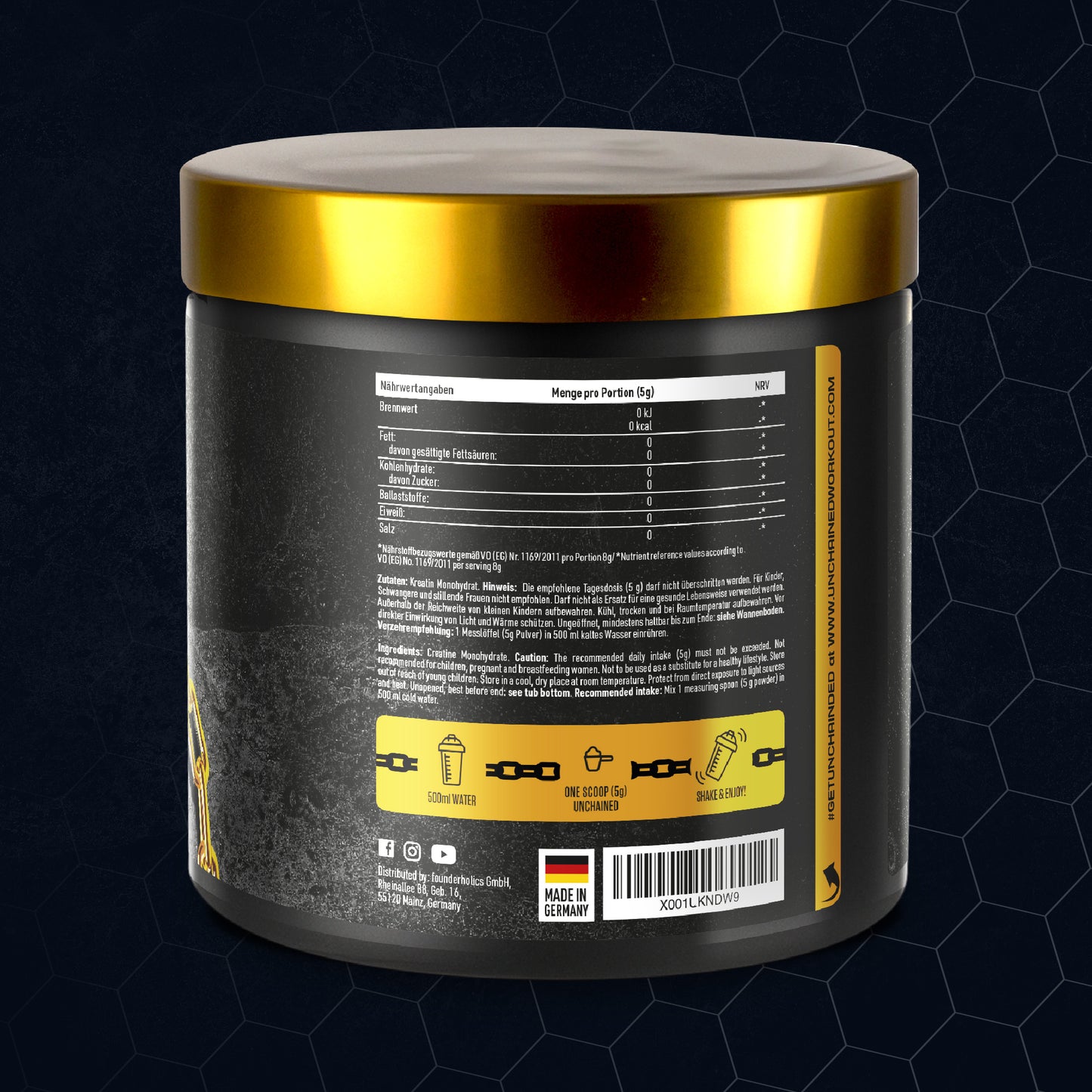 Creatine Monohydrate Powder 350 g - Pure Creatine Monohydrate Without Additives & Vegan - Mesh Factor 200 - Optimal Solubility - Creatine Monohydrate Made in Germany - Tasteless