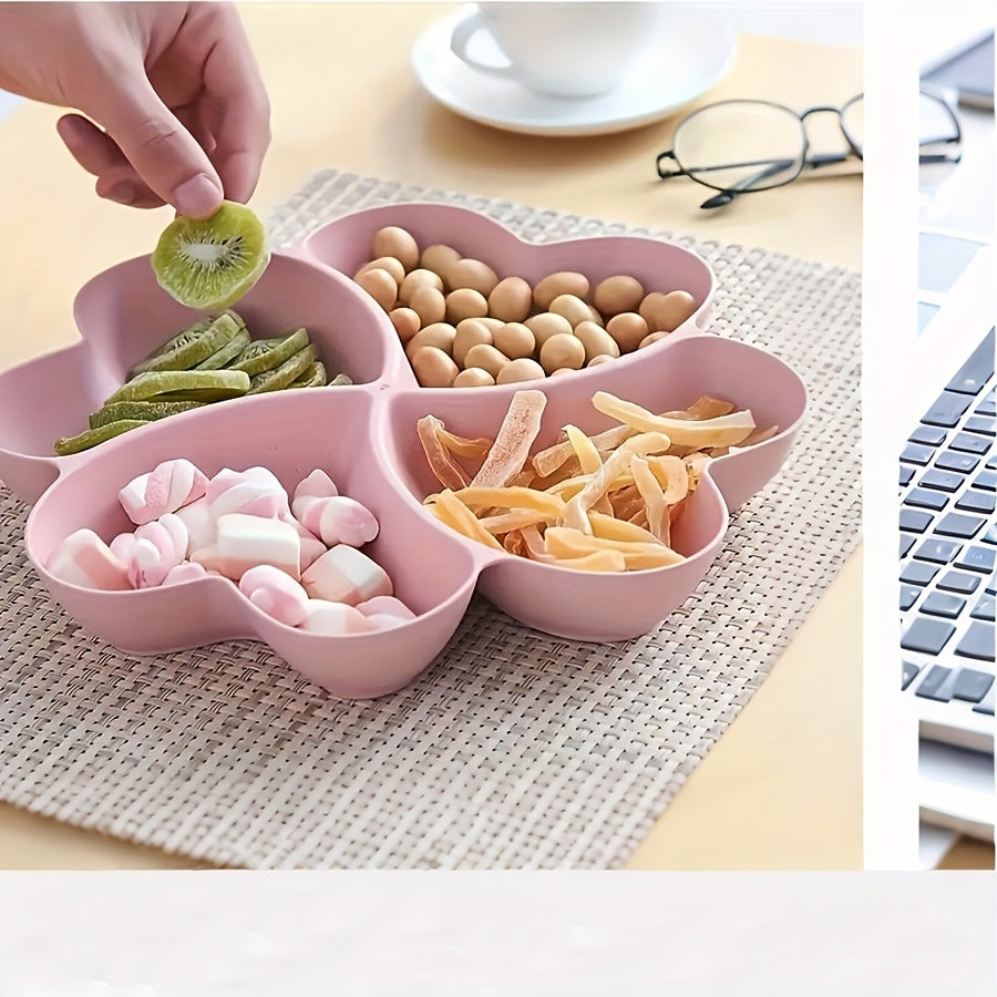 1 Heart-Shaped Food-Grade Plastic Divided Tray - Multi-Use Snack, Dessert, Fruit Serving Plate for Living Room and Coffee Table - Ideal for Parties, Weddings, and Coffee Shops, Coffee Table Decor | Modern Serving Tray | Durab
