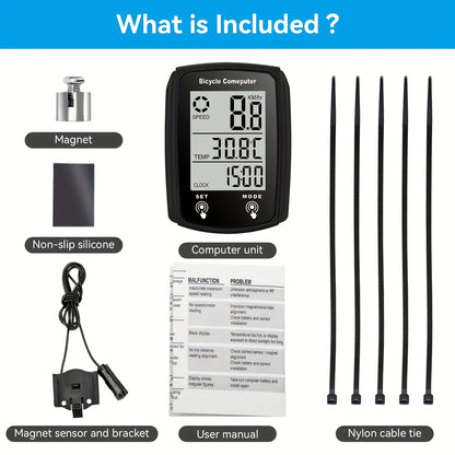 Oein Bike Computer Wired, Bicycle Odometer Wired MPH KM/H, Bike Speedometer Bike Odometer with Touch Sensor Switch, Big Digital LCD Screen, Automatic Wake-u