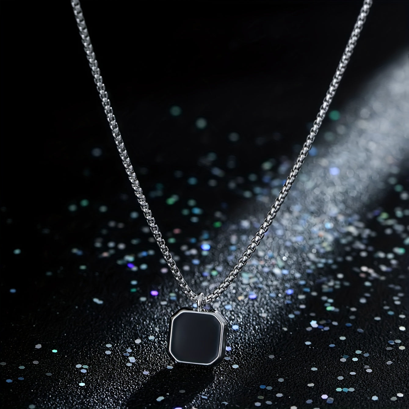Funky Nooxian Stainless Steel Black Pendant Necklace for Men - Classic and Durable