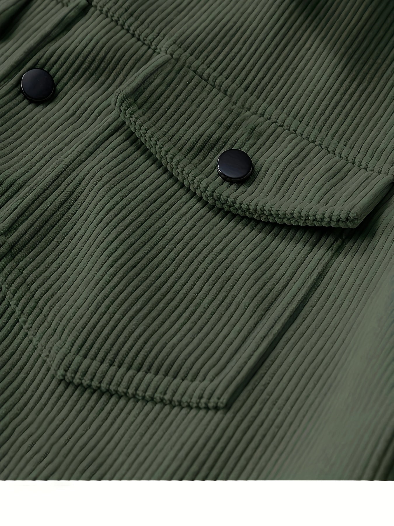 Men'S Plus Size Corduroy Bomber Jacket - Casual Workwear with Snap Buttons, Flap Pockets, and Polyester Lining - Machine Washable, Autumn & Spring Fashion, Casual Outerwear | Casual Jacket | Polyester Lining Jacket