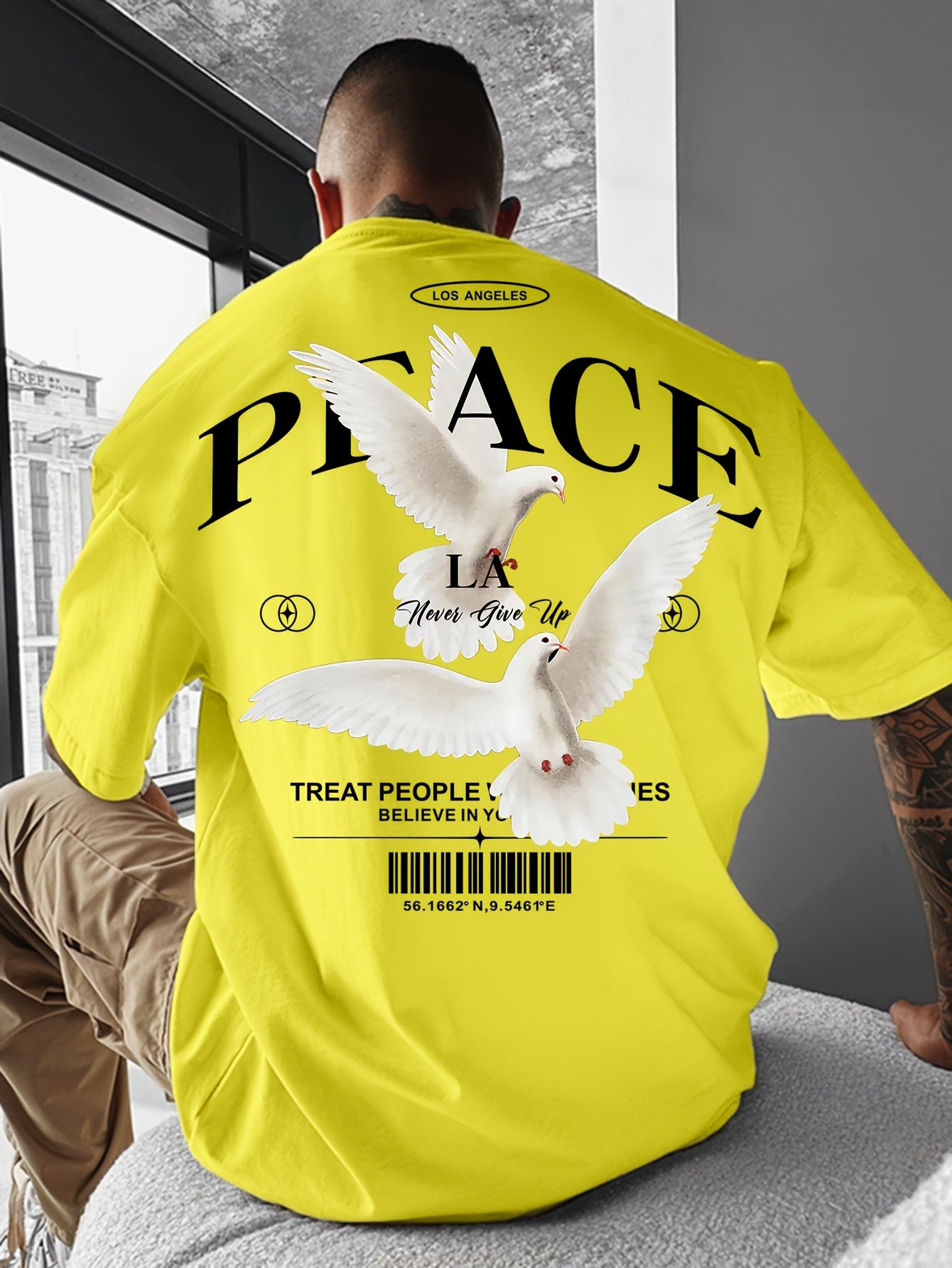 Men's Round Neck American Street Letter Loose T-Shirt