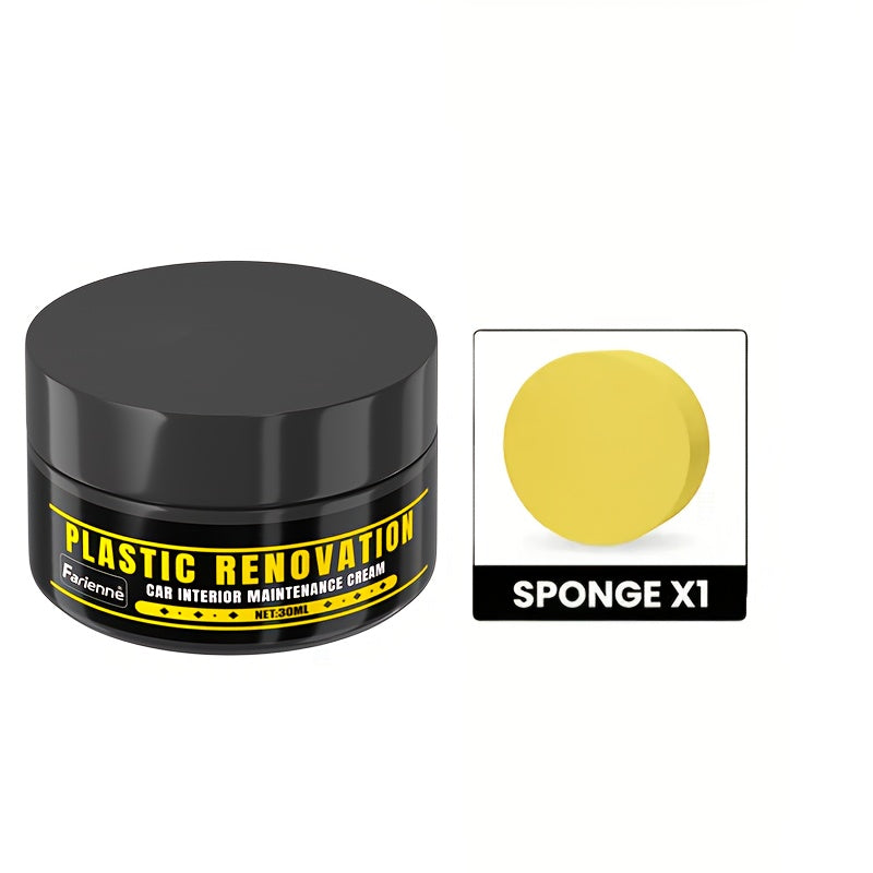 FARIENNE Car Plastic Part Restorer, Black Interior Trim Polishing Wax, Aging Prevention Refurbishment Agent, Repair Plastic Scratches, Tire Shine Paste, Leather Sofa Seat Care Cream, Suitable for All Car Interiors and Exterio