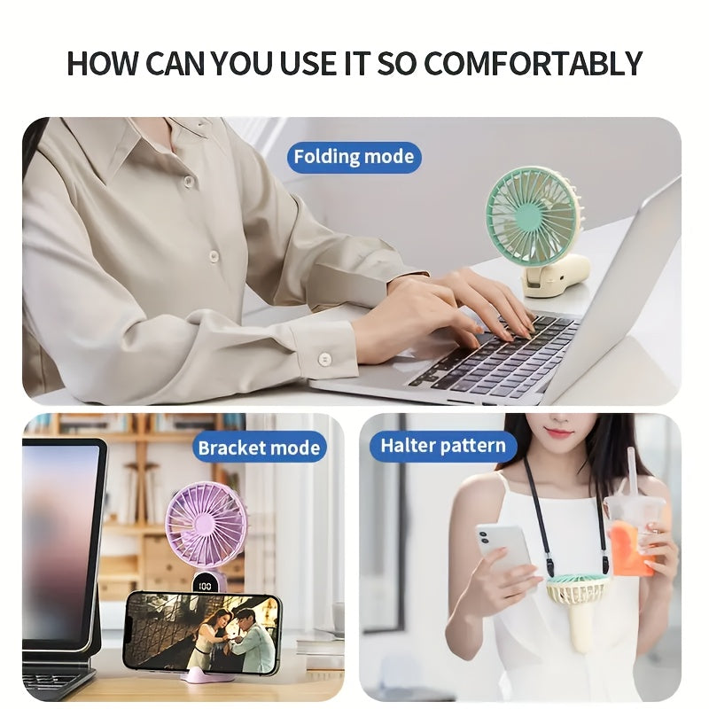 Portable Mini Fan USB Rechargeable with LED Display