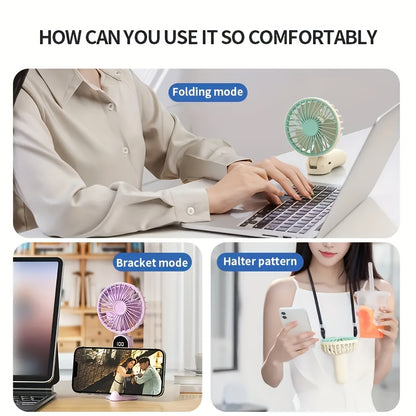 Portable Mini Fan USB Rechargeable with LED Display