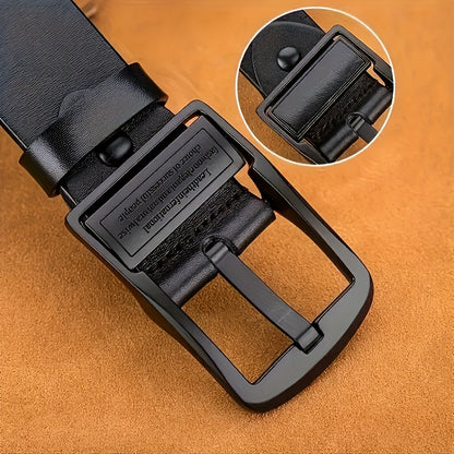 Men's Genuine Leather Belt, Vintage Cowhide Buckle Belt with Double-Ended Shoulder Straps, Business Casual Pants Belt