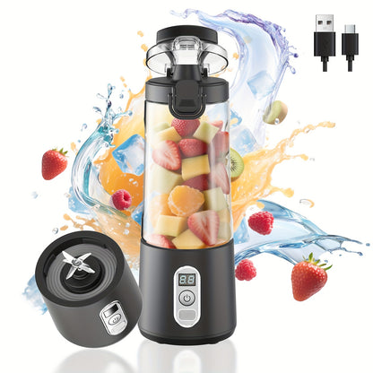 USB Rechargeable Portable Blender with Digital Timer Display, 10-Cup Capacity, Detachable & Easy-Clean Design for Smoothies, Juices, Protein Shakes - Ideal for Gym, Travel, Home Use, Smoothie Blender Portable, Juice Preparati