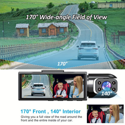 ZKCAMSPY Dual Dash Cam 1080P Front & 720P Rear, 8.03cm HD Night Vision, Loop Recording, G-Sensor, Wide Angle, 27.5FPS, 5V Car Plug, Rechargeable Lithium Polymer, Adhesive Mount, PC Compatible, Universal Driving Position - No