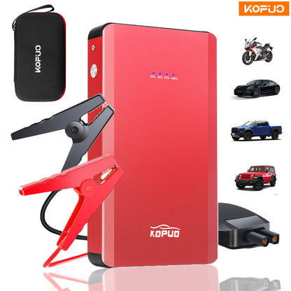 KOPUO 4000A Car Battery Jump Starter - Portable 12V Jump Box with USB/Power Bank, Dual Output, LED Light, and 8, 5L Gas/7, 0L Diesel Engine Compatibility for Cars, Trucks, SUVs, and Motorcycles, Car Jump Starter Battery Pack,