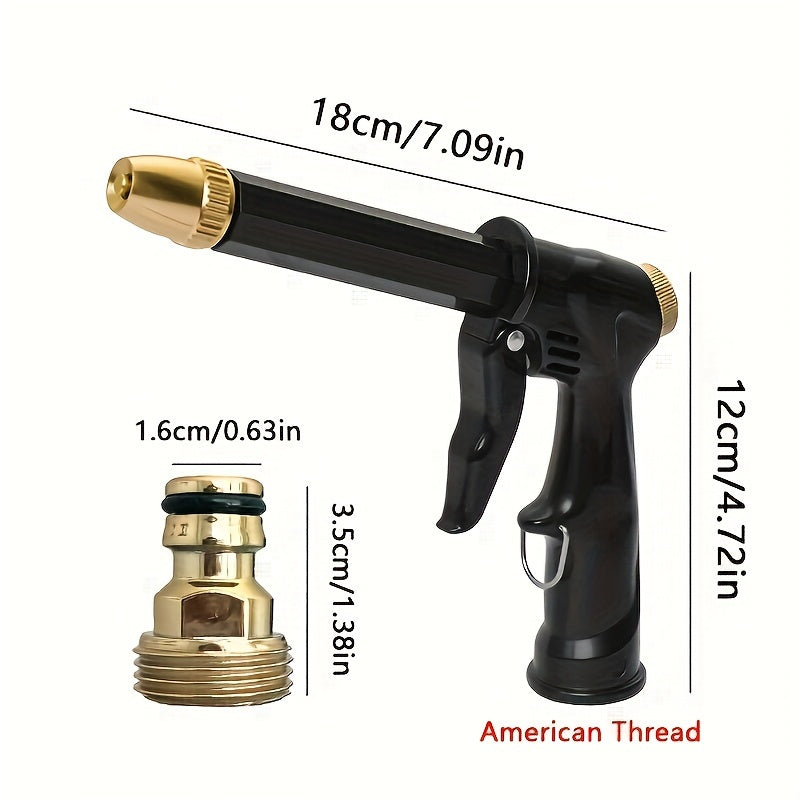 1pc Heavy-Duty High-Pressure Car Wash Spray Gun - Durable Plastic, Copper Nozzle, Multi-Function Garden Hose Nozzle for Powerful Cleaning & Watering - Ideal for Car Washing, Gardening & Outdoor Use - Perfect Gift for Car Enth