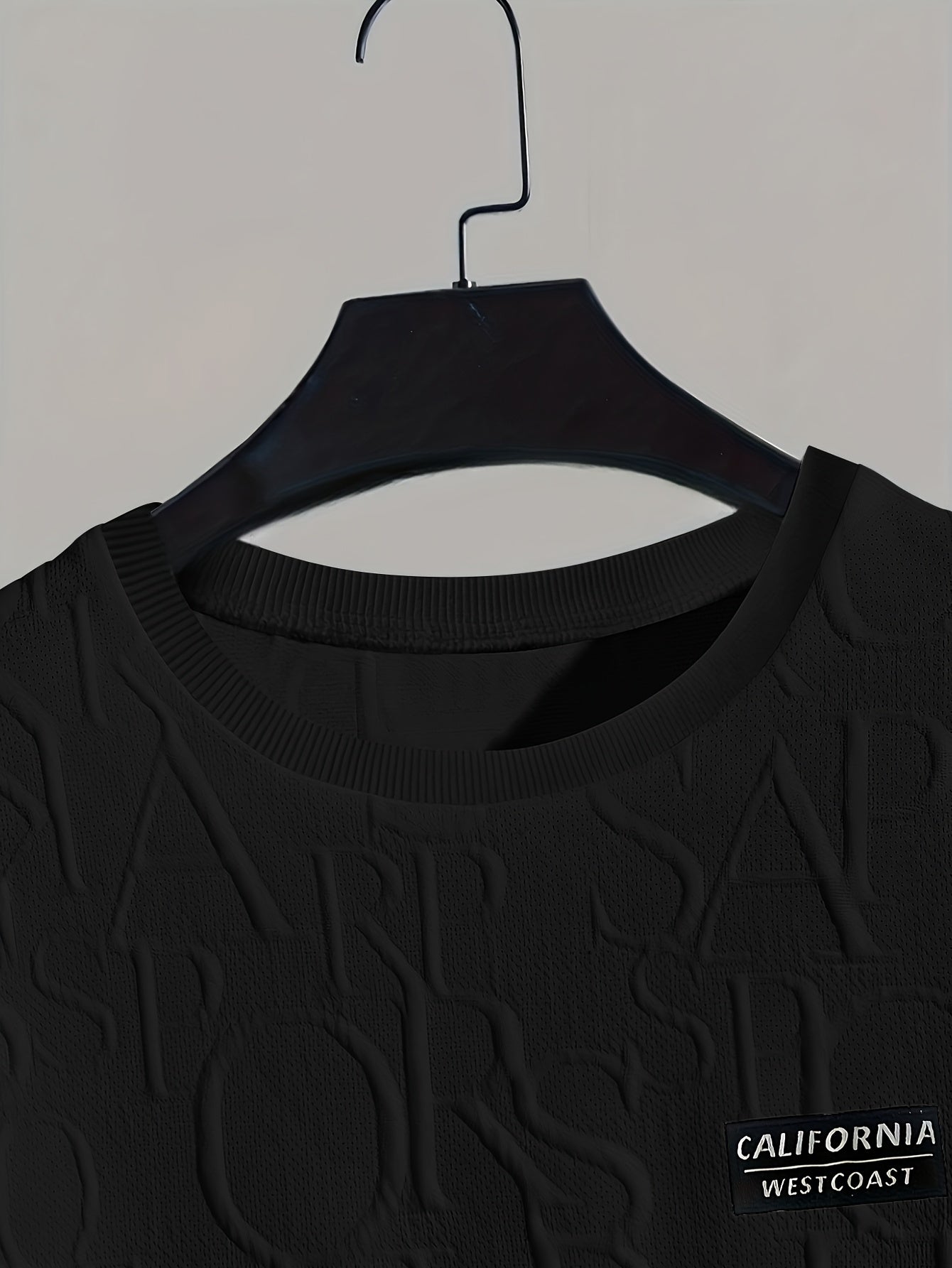 Men's Summer Casual Short Sleeve T-Shirt - Relaxed Fit Round Neck with Vertical Letter Print & Elastic Cuffs, Breathable Fabric for Daily Wear, Commuting & Outdoor Activities, Shirts for Summer
