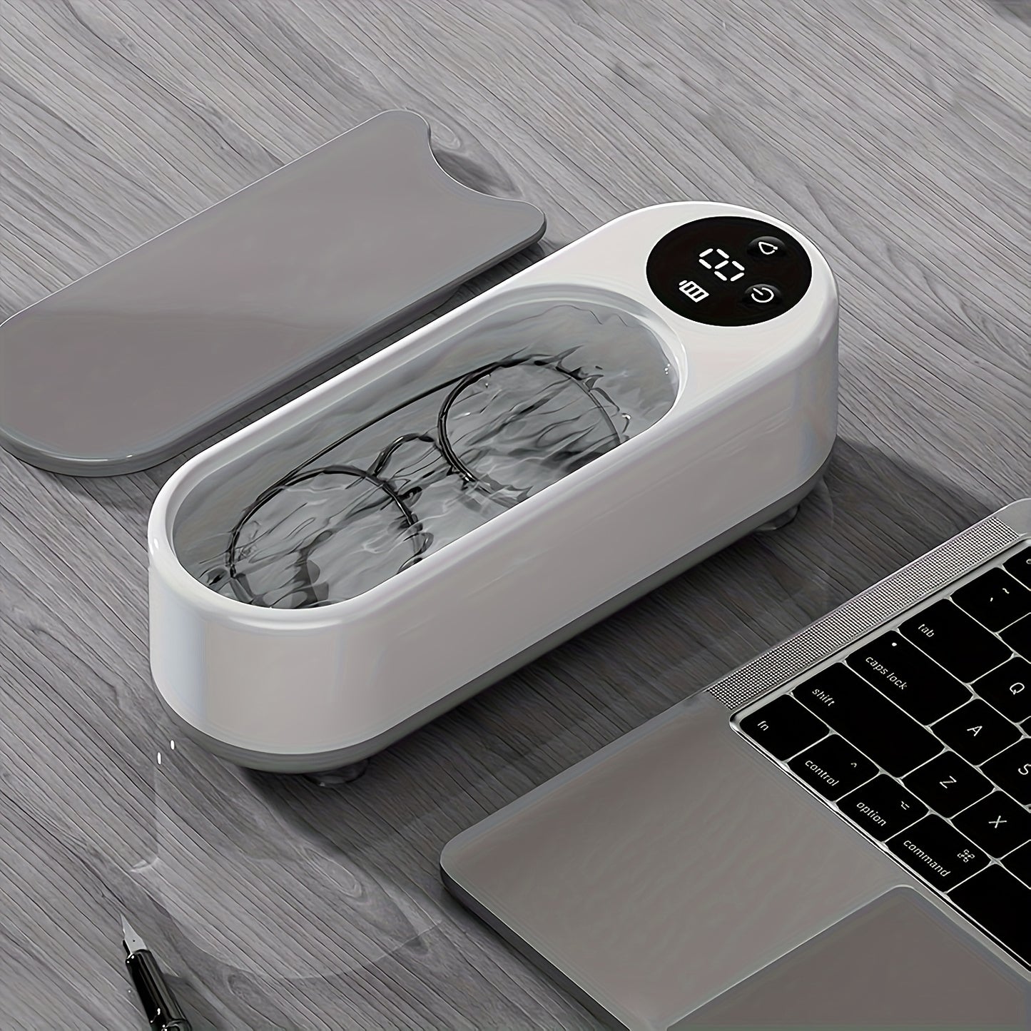 FEIYBA A Versatile Cleaning Device That Requires No Chemicals, Ideal for Cleaning Glasses, Jewelry, Watches, And Dental Braces, Featuring a Digital Screen And a Compartment for Accessories, Electric motor technology enables e