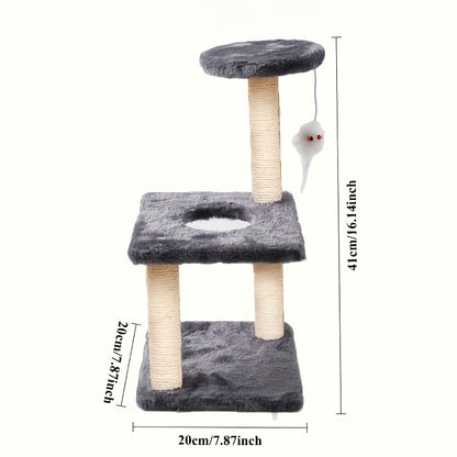 Multi-Level Cat Tree Tower with Scratching Posts, Condo & Swing - Durable Cardboard Cat Furniture with Plush Cushions, Space-Saving Design for Indoor Cats, Easy Assembly, Cat Climbing Tower, Pet Activity Center, Modern Pet Fu
