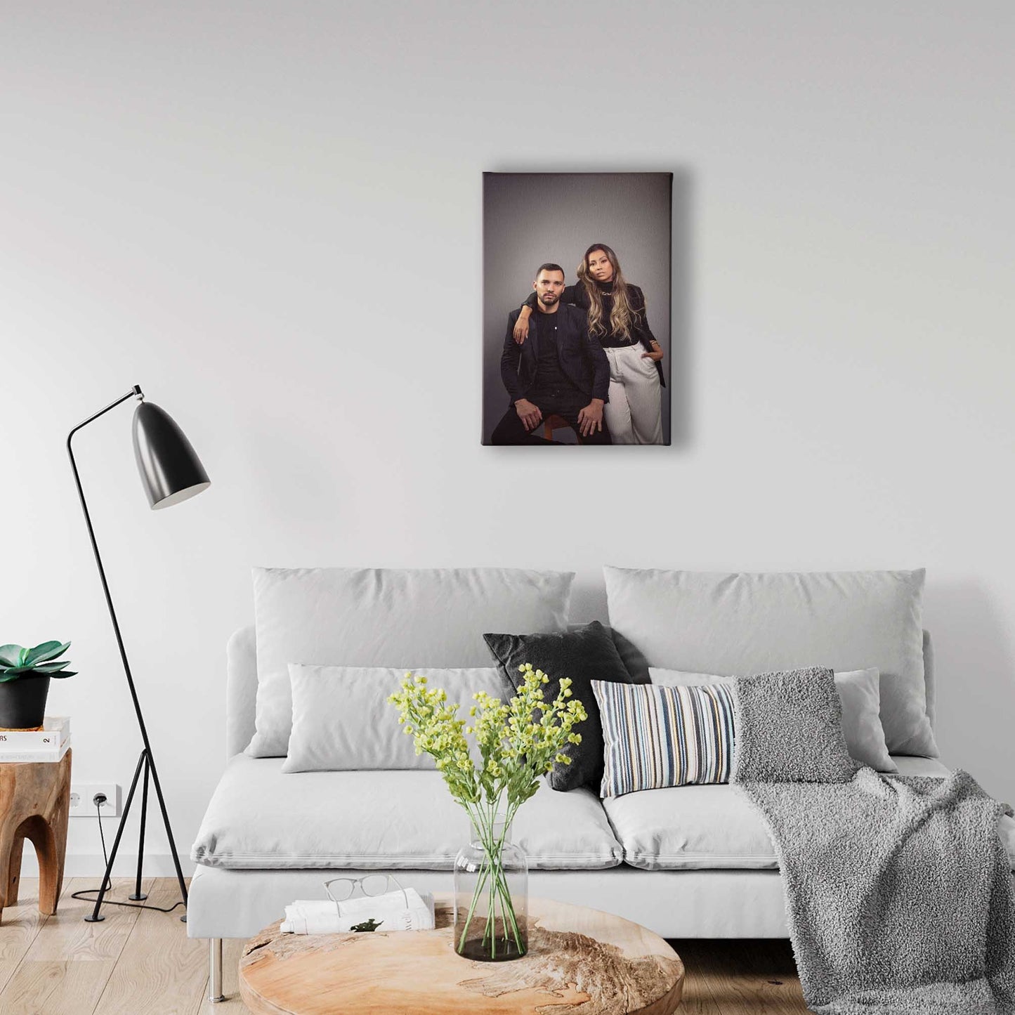 1pc Personalized Custom Photo Canvas Print with Pine Wood Frame, UV Printed Family Portrait Wall Art, Home Office Decor, Ideal for Dining Room, Bedroom, Living Room - Customized Hanging Picture