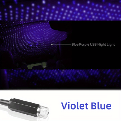 1pc USB Projector Ambient Night Light, Romantic Starry Sky Projector Car Light, Rotatable Adjustment, Bedroom, Car, Party, Wall, Ceiling, Portable Atmosphere Decoration Car Roof Light, Without Battery