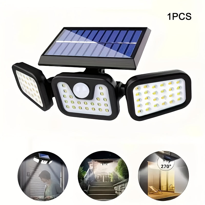 Solar-Powered Motion Sensor Light - 74 LED Outdoor Floodlight, 3 Modes,, Suitable for Front Door, Yard, Garage, Sidewalks, Pathways, Garden, and Patio | Solar Energy & Energy-Efficient Outdoor Lighting | Durable Plastic Body