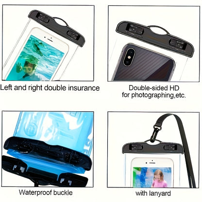 2pcs High Quality Phone Pouch with Lanyard - Clear Photo Taking for Swimming, Snorkeling, Beach, Pool, and Outdoor Activities, White, Swimming Essentials, Transparent Design, Durable High Quality Material