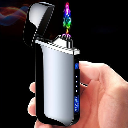 Rechargeable Electronic Windproof Burner, Dual Arc USB Plasma Flameless Burner for Outdoor Camping and BBQ Survival Kit - Perfect Valentine's Gift for Dad, Boyfriend, or Husband