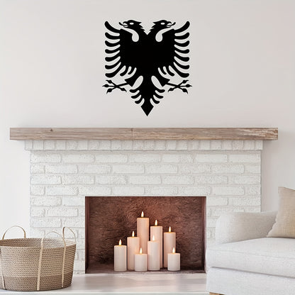 Elegant Black Metal Eagle Wall Sculpture - Laser-Cut Flag Design, Decorative Iron Art Plaque for Home, Porch, Garden Gate - Ideal New Home Gift, Outdoor Decor