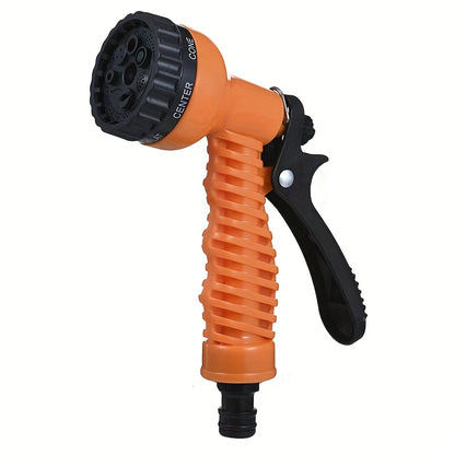 High-Pressure Adjustable Nozzle Garden Watering Gun - Lightweight Durable Plastic, Ergonomic Orange and Black Grip, Suitable for American/European Hoses - Ideal for Lawn Care, Car Washing, and Outdoor Watering, Comfortable Ha