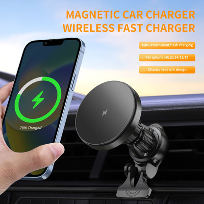 Hituny Magnetic Car Charger Mount, Wireless Fast Charging, USB Connector, Magnetic Charging Adapter, ≤36V Operating Voltage, with USB Charging Power Mode for iPhone 12-16 Series