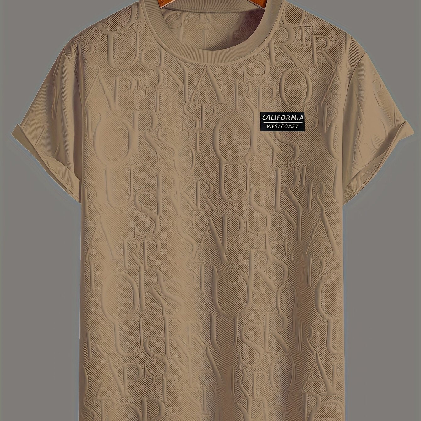 Men's Summer Casual Short Sleeve T-Shirt - Relaxed Fit Round Neck with Vertical Letter Print & Elastic Cuffs, Breathable Fabric for Daily Wear, Commuting & Outdoor Activities, Shirts for Summer