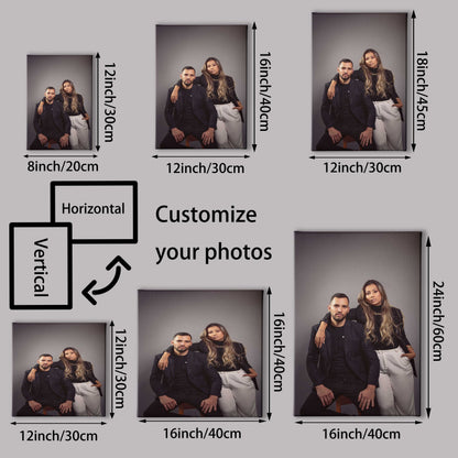 1pc Personalized Custom Photo Canvas Print with Pine Wood Frame, UV Printed Family Portrait Wall Art, Home Office Decor, Ideal for Dining Room, Bedroom, Living Room - Customized Hanging Picture