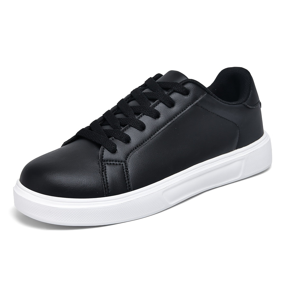 Women's Casual Fashion Lace-Up Sneakers, Black Versatile Flat Skate Shoes, Comfortable Lightweight Outdoor Running Shoes
