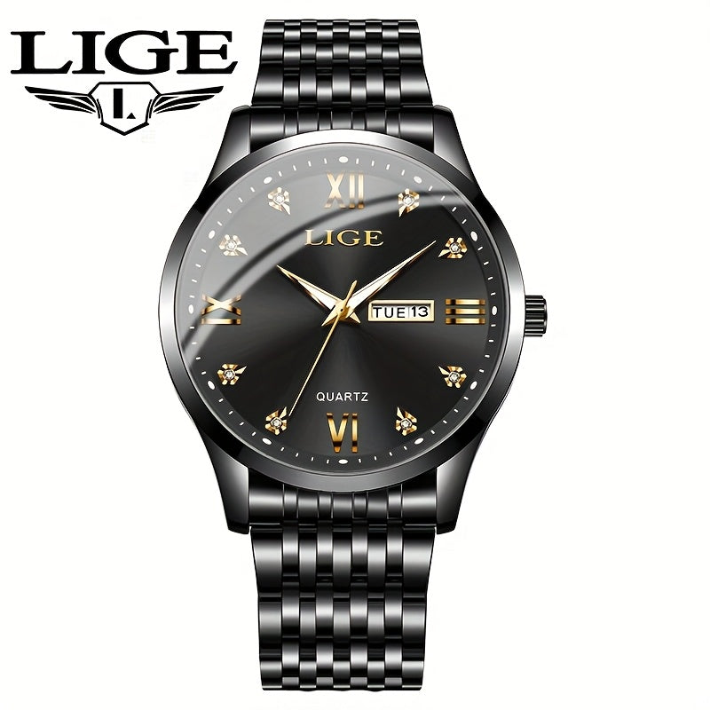 LIGE Women's Elegant Luxury Watch - Blue Dial with Roman Numerals, Quartz Movement, Battery-Powered Watch for Everyday, Formal, Travel - Perfect Gift for Valentine's, Birthdays, Anniversaries - Compatible with Formal & Casual