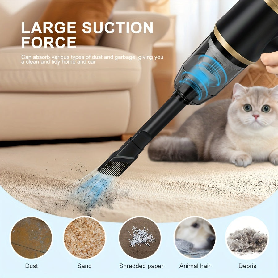BELlBUY Portable Cordless Handheld Vacuum Cleaner, 6000Pa Powerful Suction for Cars, Computers, Sofas, Offices, Pets, and Homes - Includes Multiple Nozzles, USB Rechargeable, Low Noise, Car Vacuum Cleaner