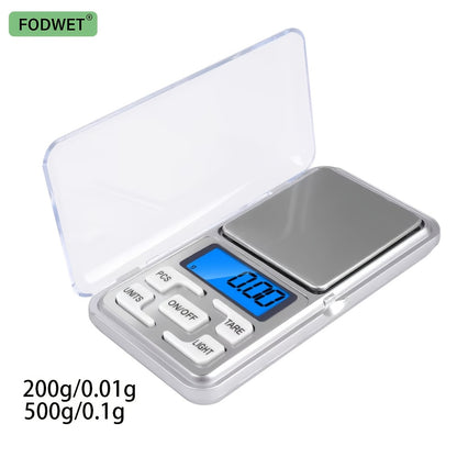 FODWET Digital Kitchen Scale Pocket Scale, Digital Gram Jewelry Ounce/Metered Jewelry Scale, Mobile Phone Scale with Backlight LCD, Food Weighing Scale, 200g 0.01g Precision, Travel Mini Weighing Scale 2*AAA Batteries Not Inc