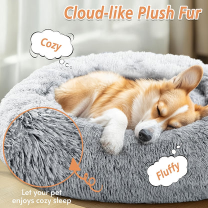 Extra Large Round Plush Dog Bed with Non-Slip Base - 40cm-100cm, Soft Faux Fur Pet Bed for Small, Medium & Large Dogs, Cozy Warmth, Perfect Halloween & Christmas Gift, Available in 6 Sizes, Dog Bed for Dogs, Cozy Pet Furnitur