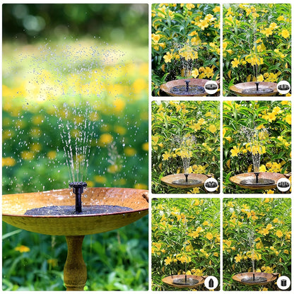 High-quality solar fountain pump with 6 replaceable nozzles - suitable for bird baths, gardens, ponds, fish tanks, aquariums, and outdoor landscape decoration, floating design for easy maintenance, garden gift!