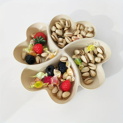 1 Heart-Shaped Food-Grade Plastic Divided Tray - Multi-Use Snack, Dessert, Fruit Serving Plate for Living Room and Coffee Table - Ideal for Parties, Weddings, and Coffee Shops, Coffee Table Decor | Modern Serving Tray | Durab