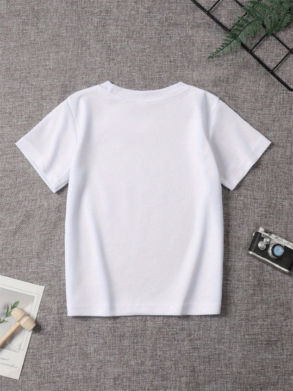 Children's Cartoon Fun Graphic T-Shirt Summer Boys' Novel Cool Casual Holiday Trendy Round Neck Short Sleeve Shirt Clothing