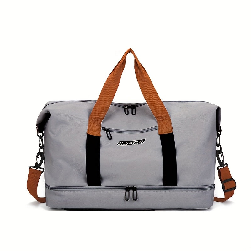 Men's Tote Bag - 1 Large Capacity Gym & Travel Duffel with Shoe Compartment, High-Quality Durable Design Expandable Side Straps for Men Fitness Business Vacation Use in Black/Gray/Blue/Beige/Transparent Gray Options Multi-Pur