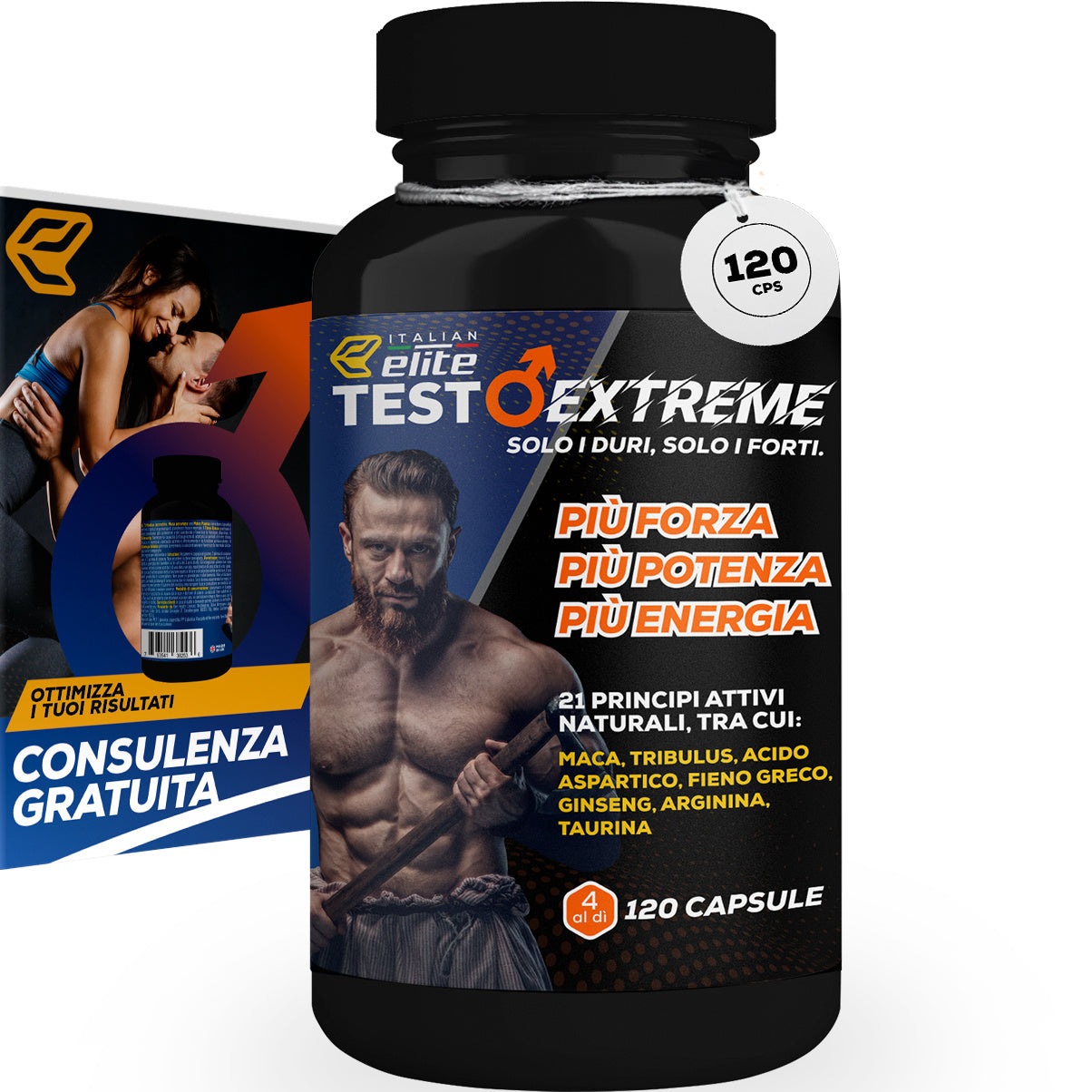 Testo Extreme 120 Capsules - 8000mg Natural Testosterone Booster with Tribulus, Fenugreek, Zinc, Arginine, Ashwagandha, Vitamins & Minerals for Strength, Energy & Endurance!