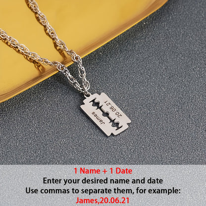 Custom 18K Gold Plated 18K Gold Plated-Plated Razor Blade Pendant Necklace, a Personalized Accessory for Men, Made of 304L 304L 304L Stainless Steel Suitable for Everyday Wear, a Unique Gift for Him for Birthdays, Holidays, W