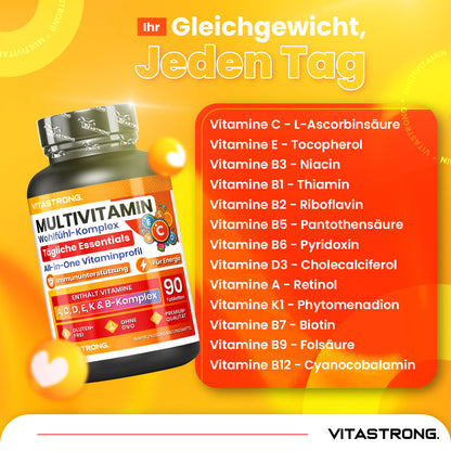 High-Dose Vitamin Formula, Vitastrong Premium Quality Vitamin Complex with 13 Essential Vitamins for Women And Men, Pure And Certified Vitamin Supplements Without Gluten And Gmos