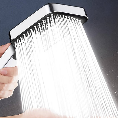 1pc High-Pressure Adjustable Handheld Shower Head, ABS Material, Water-Saving, Unscented Bath Accessory with Square Button Control