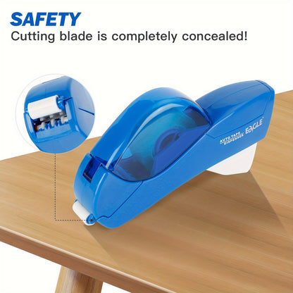 Eagle Automatic Tape Dispenser with One Roll Included, Handheld Packaging and Gift Wrapping Tape Cutter, Major Material ABS, Fits 1/2''-3/4'' Tape Width, Easy One-Handed Operation, No Batteries Required - Ideal for Scrapbooki
